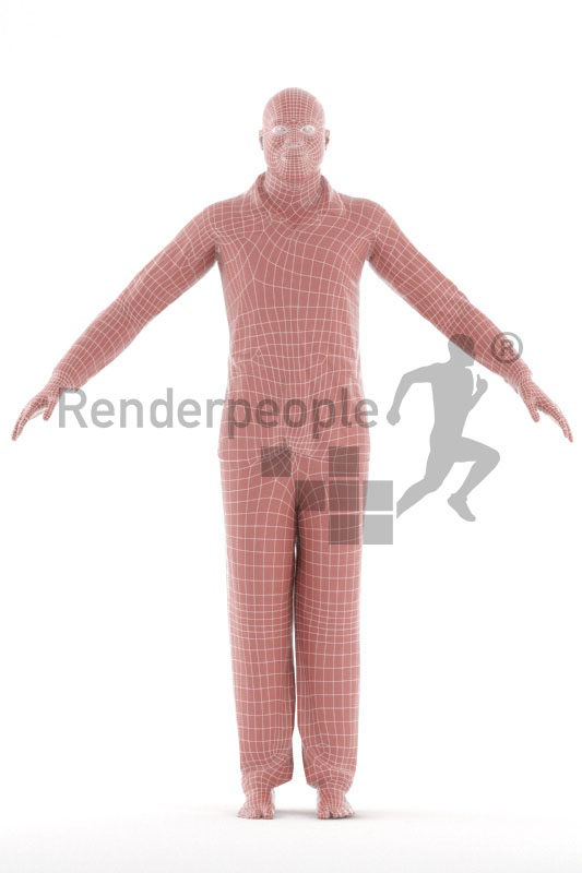 Rigged human 3D model by Renderpeople – black male in pyjamas