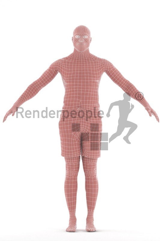 Rigged human 3D model by Renderpeople – black man in swimmshorts