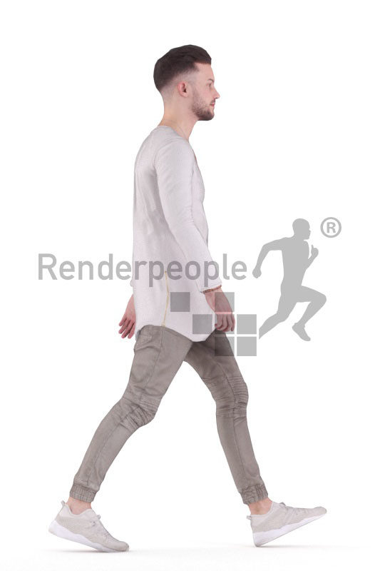 Animated 3D People model for Unreal Engine and Unity – white man in casual look, walking
