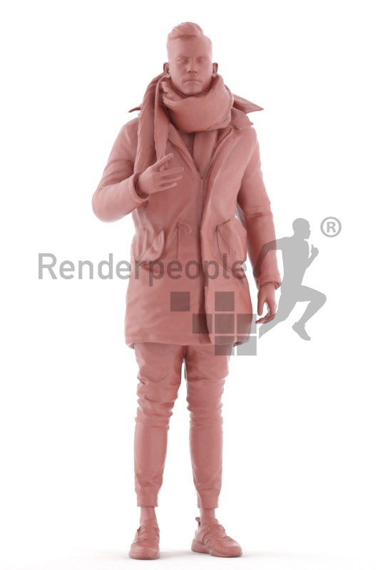 3d people outdoor, white 3d man standing and talking