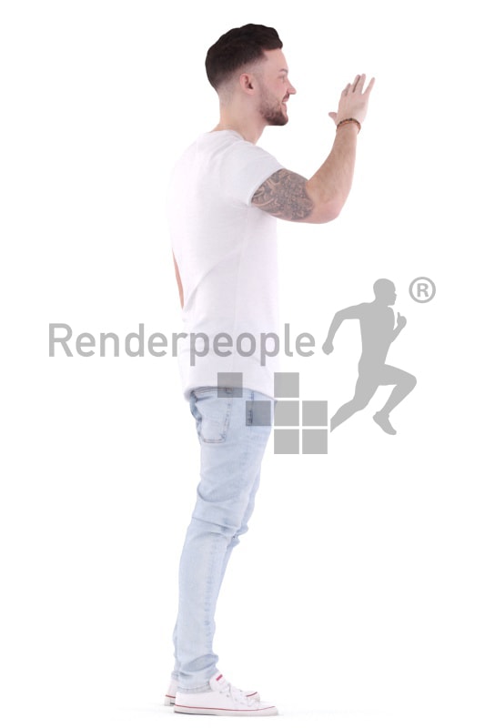3d people casual, white 3d man standing and walking