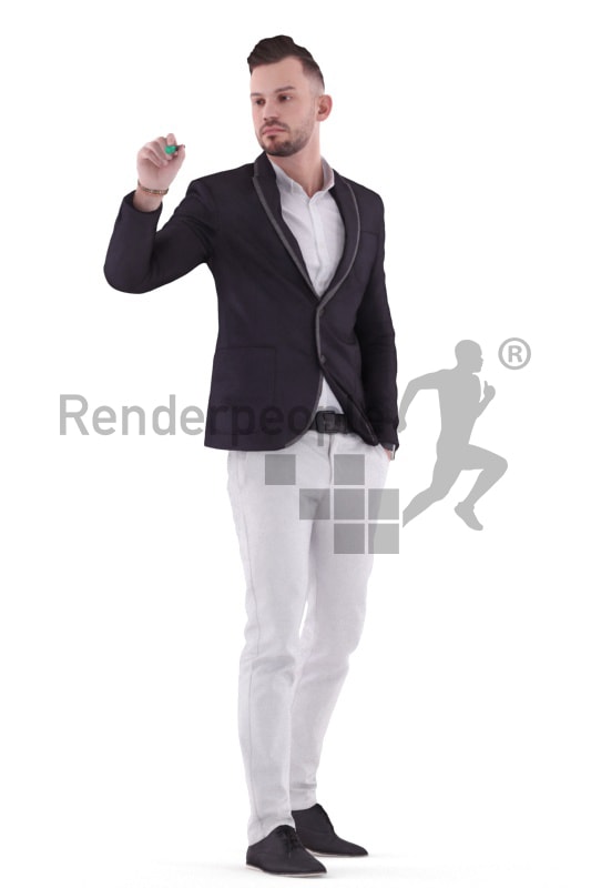 3d people business, white 3d man writing on a whiteboard