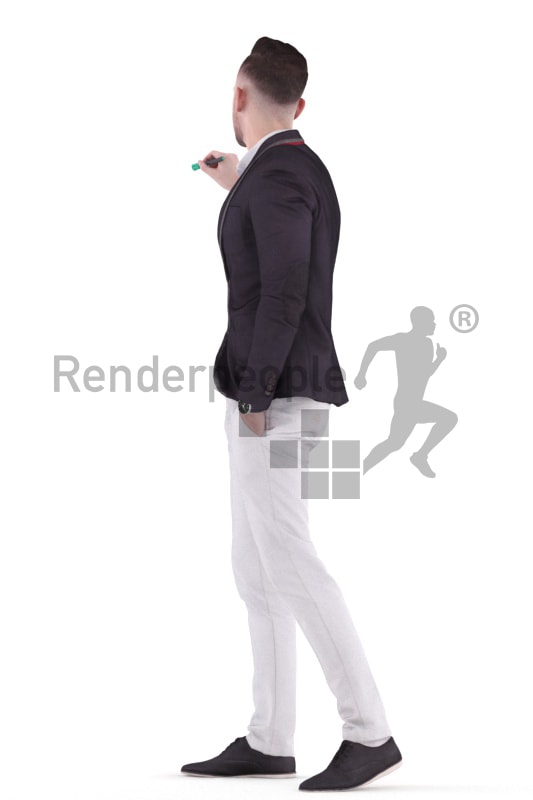 3d people business, white 3d man writing on a whiteboard