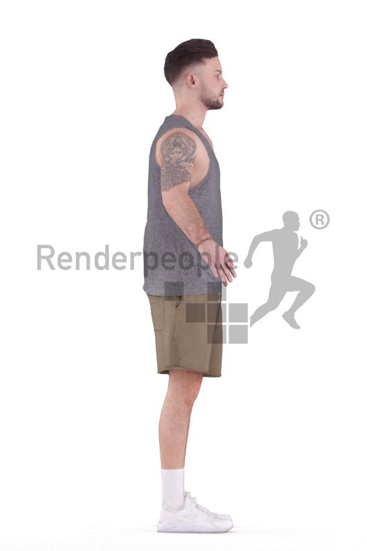 Rigged 3D People model for Maya and Cinema 4D – white man in sports wear