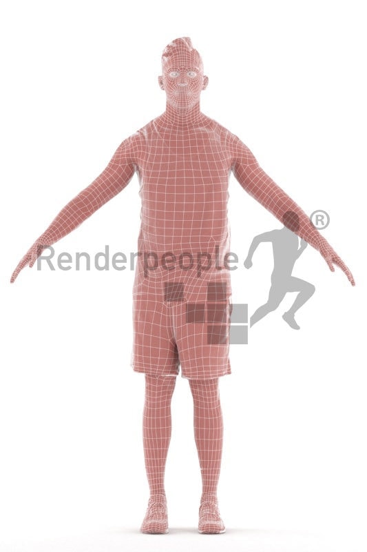 Rigged 3D People model for Maya and Cinema 4D – white man in sports wear