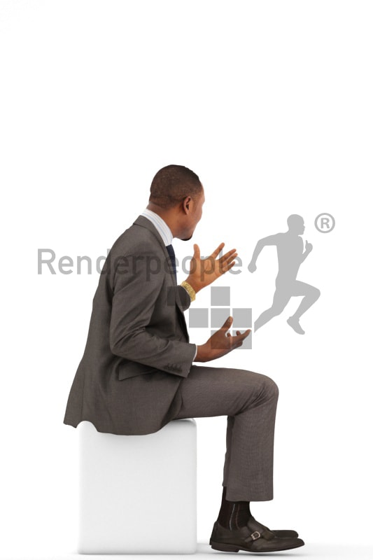 3d people business, black 3d man sitting and discussing