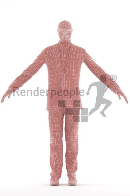 3d people business, black rigged man in A Pose
