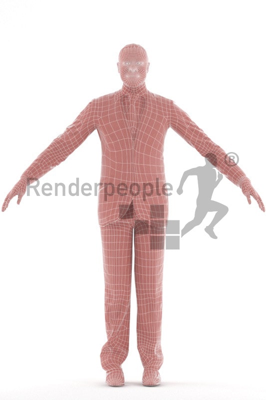 3d people business, rigged black man in A Pose