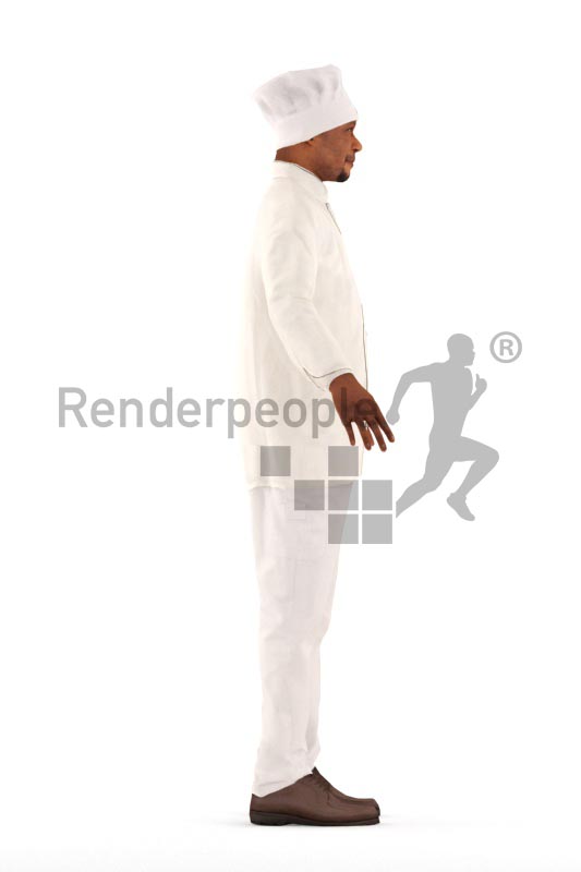 3d people cook, rigged black man in A Pose