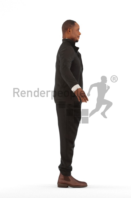 3d people event, rigged black man in A Pose