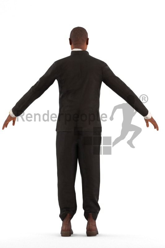 3d people event, rigged black man in A Pose