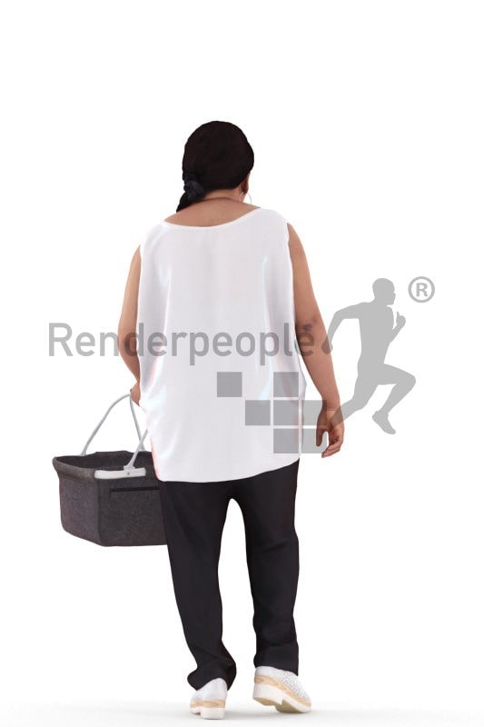 3d people casual, black 3d woman walking and shopping