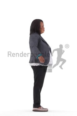 Rigged 3D People model for Maya and 3ds Max – black woman in business clothing