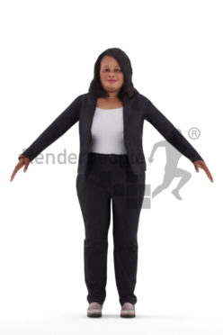 Rigged 3D People model for Maya and Cinema 4D – black woman, business clothing