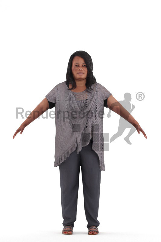 Rigged 3D People model for Maya and Cinema 4D, black woman casual