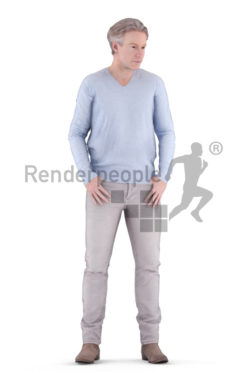 Animated 3D People model for visualization – middleaged european, standing in casual clothes