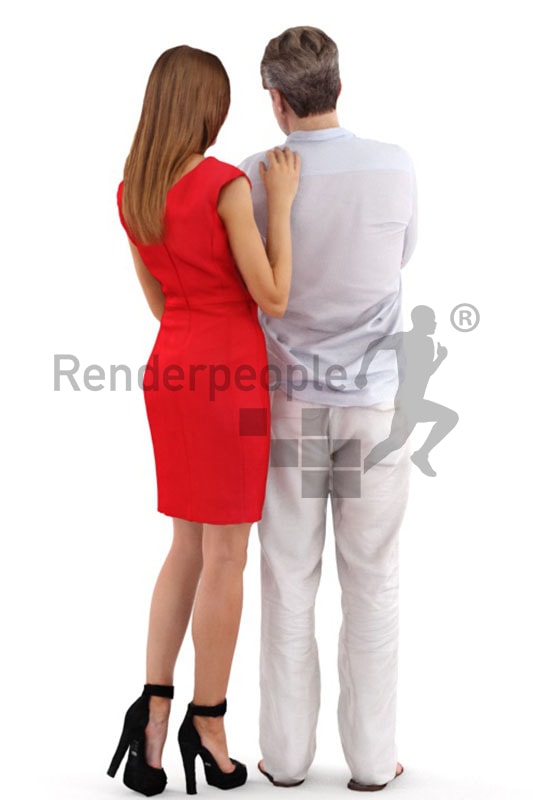 3d people business, white 3d couple standing