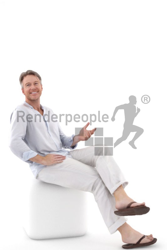 3d people casual, white 3d man sitting and talking