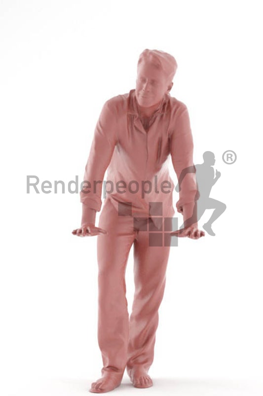 3d people casual, white 3d man leaning on rail