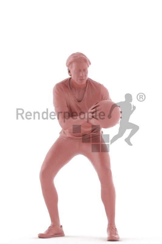 3d people sports, white 3d man playing basketball.