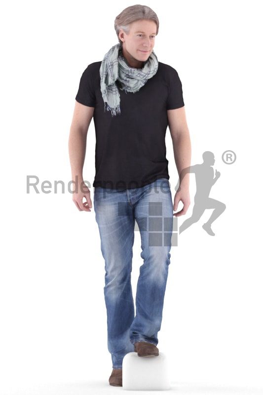 3d people casual, white 3d man walking upstairs