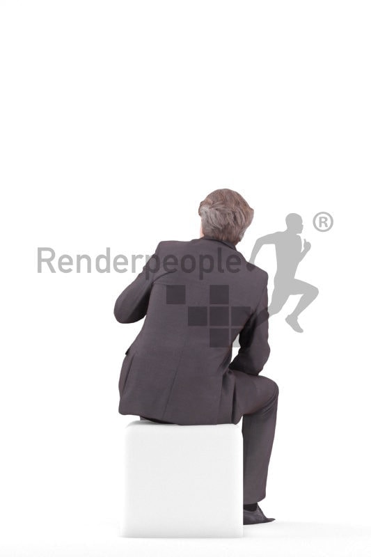 3d people business, white 3d man sitting and drinking