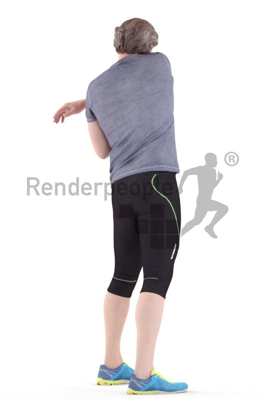 3d people sports, white 3d man standing and stretching
