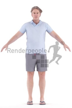Rigged and retopologized 3D People model – middle aged man, casual
