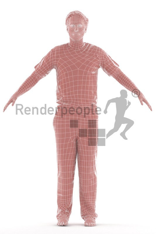 Rigged 3D People model for Maya and 3ds Max – elderly man in sleep wear