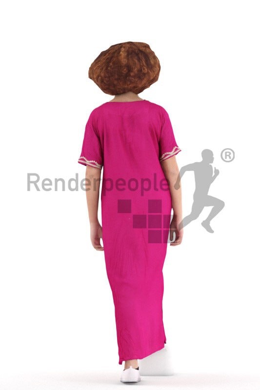 Scanned human 3D model by Renderpeople – middle eastern woman in traditional dress, walking upstairs