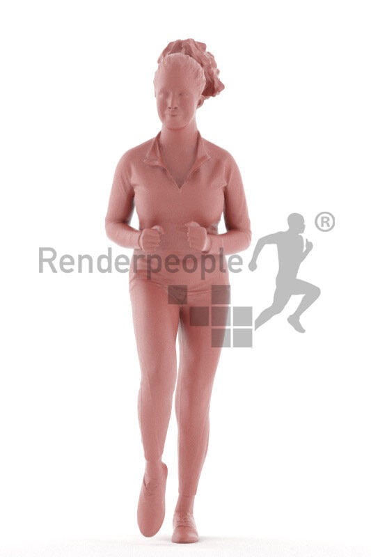 Photorealistic 3D People model by Renderpeople – middle eastern w oman in sports outfit, jogging