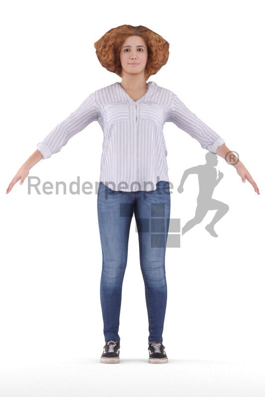 Rigged and retopologized 3D People model – middle eastern woman in smart casual look