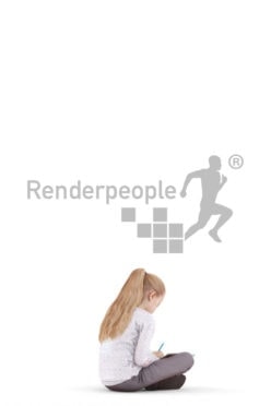 Photorealistic 3D People model by Renderpeople – little european girl reading
