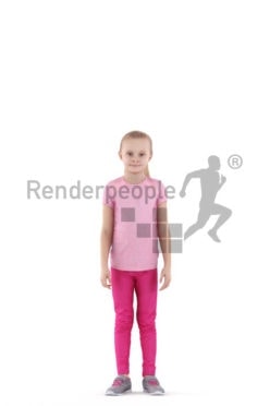 Scanned human 3D model by Renderpeople – little girl standing