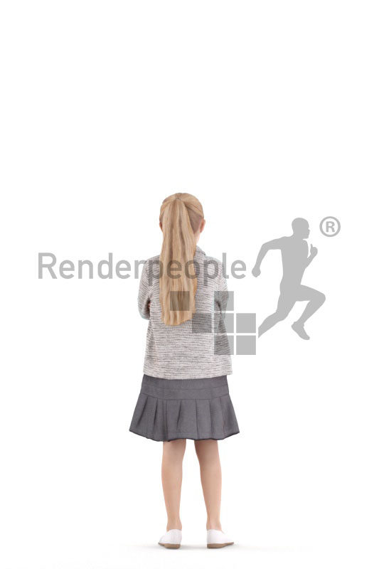 3D People model for 3ds Max and Blender – little girl, standing