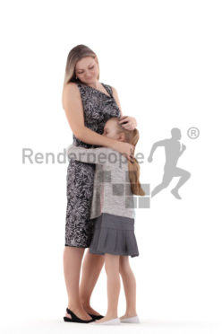 Photorealistic 3D People model by Renderpeople – european mother and daughter, hugging
