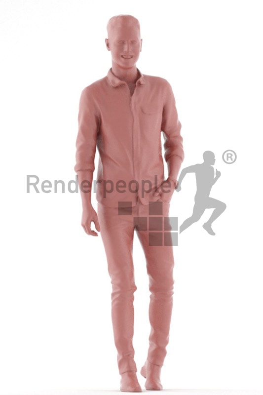 3d people casual, middle eastern 3d man walking and smiling