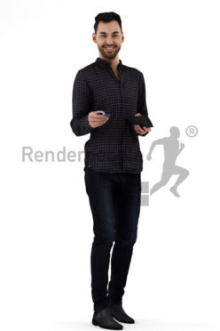3d people casual, middle eastern 3d man paying with card