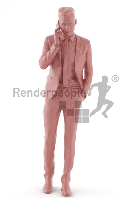 3d people business, middle eastern 3d man in a suit standing and talking on the phone