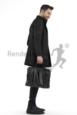 3d people casual, middle eastern 3d man carrying a bag