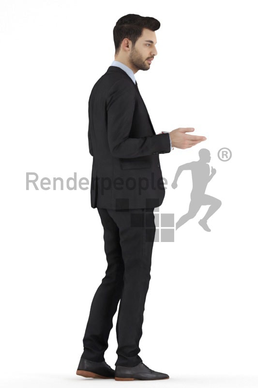3d people business, white 3d man holding a cup and talking