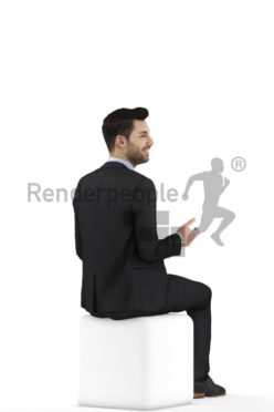 3d people business, middle eastern 3d man sitting and talking