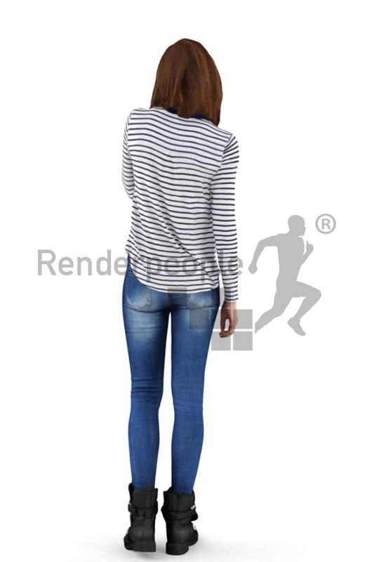 3d people casual, white 3d woman walking and talking on the phone