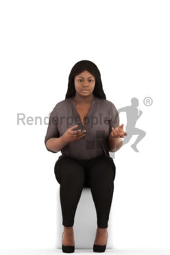 3d people business, black 3d woman sitting and discussing