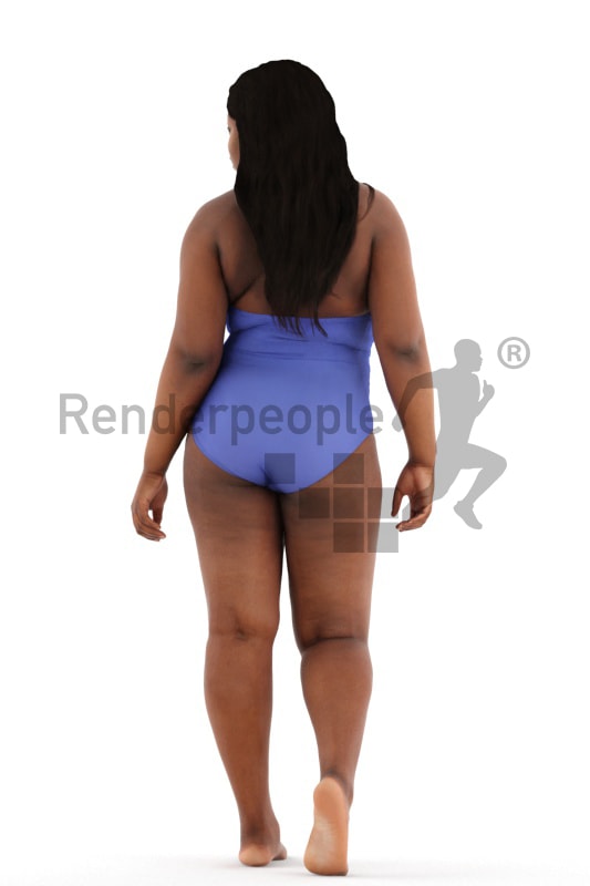3d people spa, black 3d woman walking