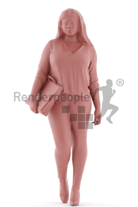 3d people business, black 3d woman walking with a briefcase