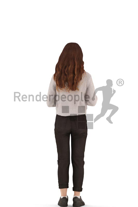 3d people casual, white 3d kid standing and drinking