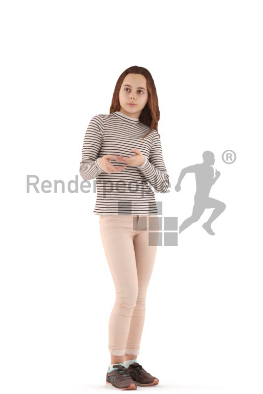 3d people casual, white 3d kid standing and debating