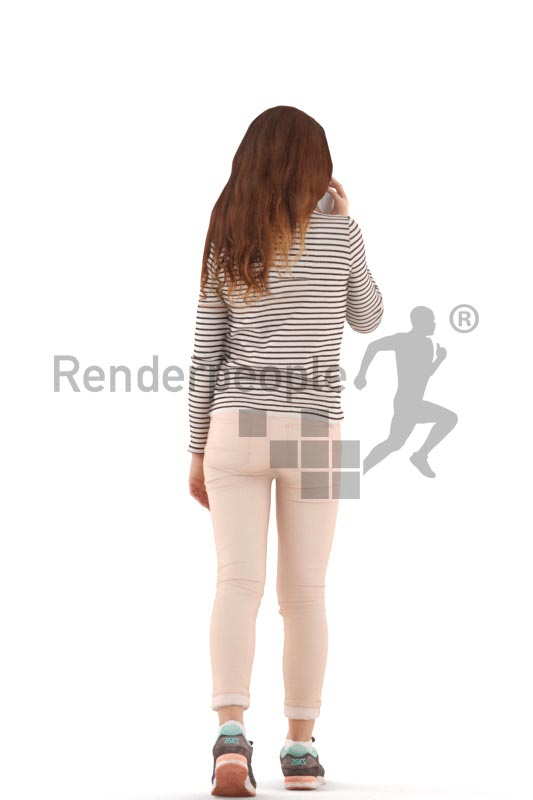 3d people casual, white 3d kid walking and calling