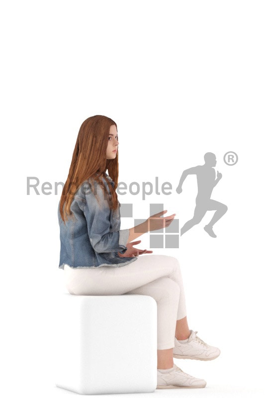 3d people kids, white 3d child sitting and discussing
